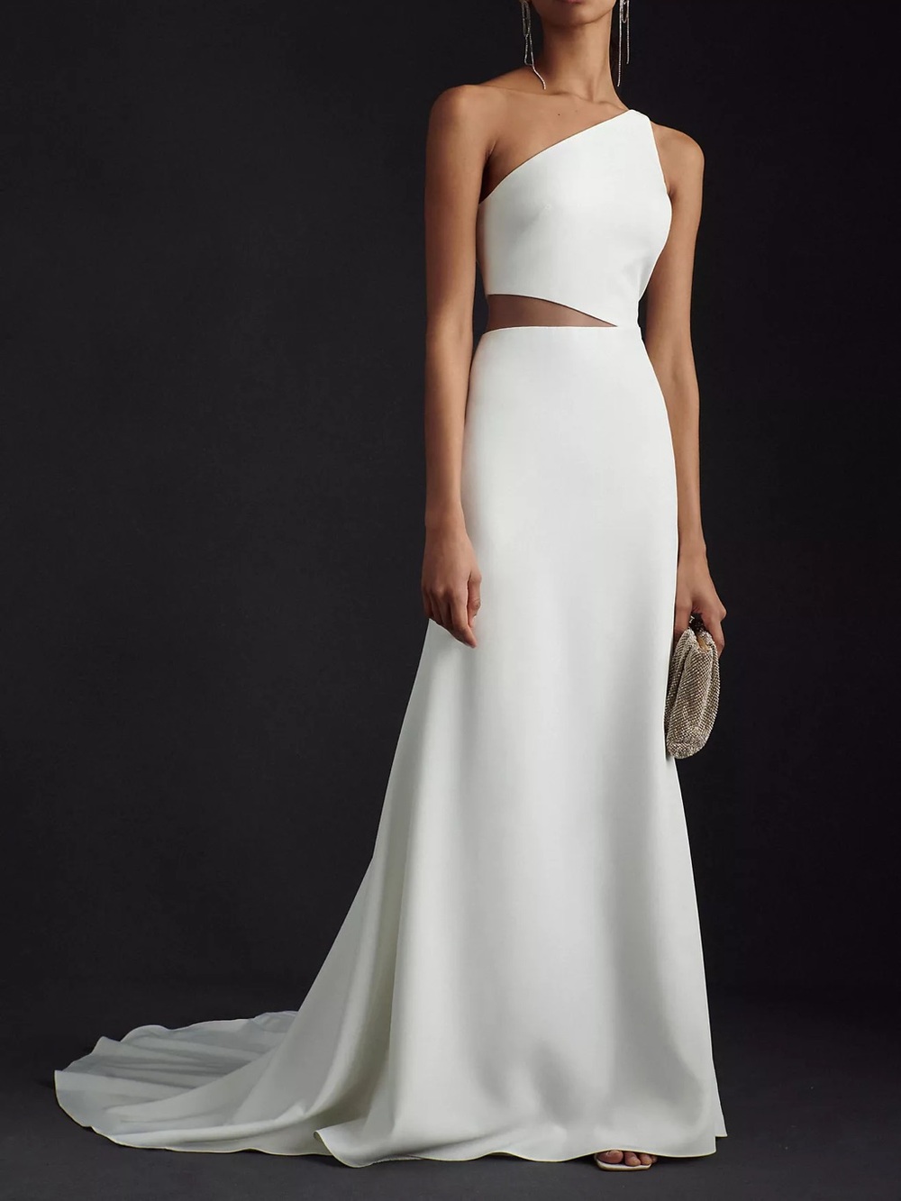 Jenny Yoo One-Shoulder White Cutout Wedding Gown
